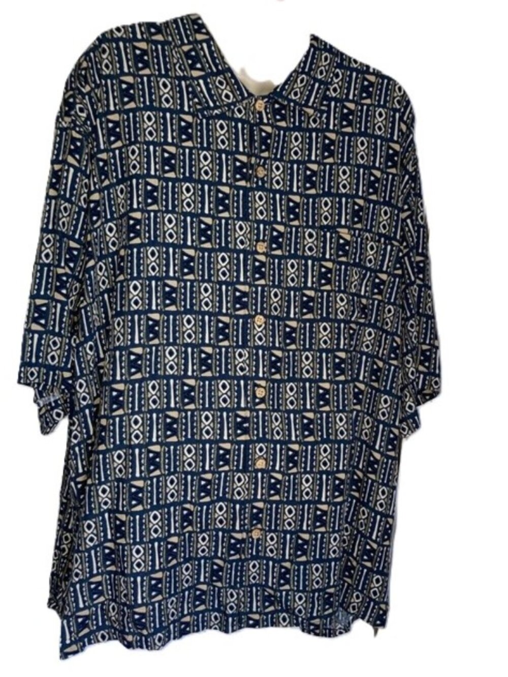 ROUNDTREE & YORKE Geometric Button Down Short Sleeve Shirt Men’s XL
